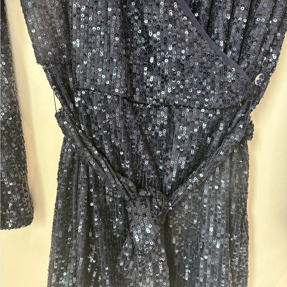 Free People Navy Sequin Wrap Romper - Picture 10 of 11